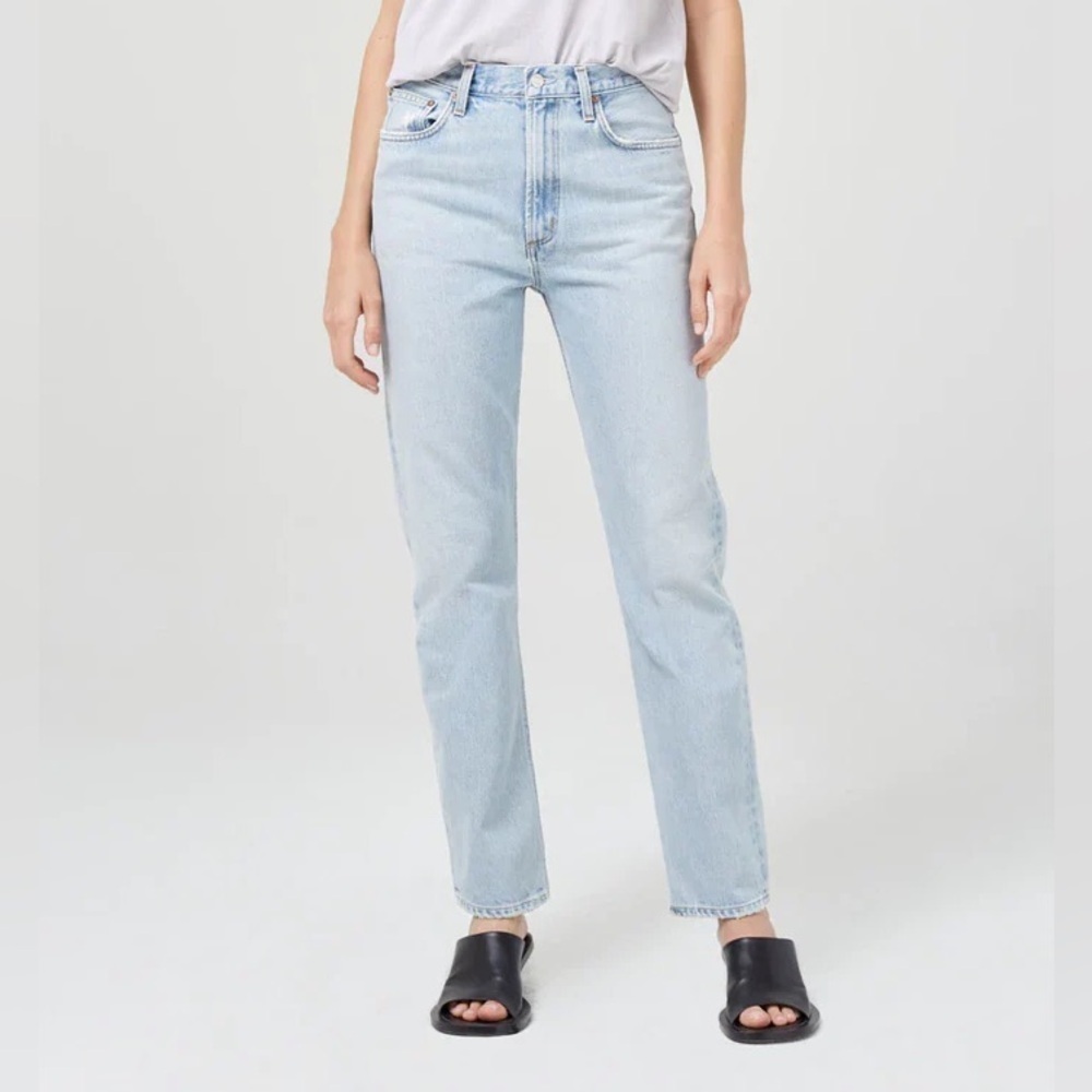 AGOLDE Mia Mid Rise Denim Jeans Straight Leg Scene Light Wash Women’s Size 34